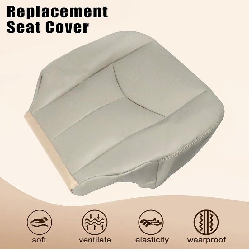 AOUTTUOA Driver Side Bottom Leather Seat Cover Light Neutral Tan （#522 or 52i ） Compatible with Chevy Tahoe Avalanche Suburban 1500 2500 ＆ GMC Yukon XL 1500 2500 2003 2004 2005 2006 - Image 4
